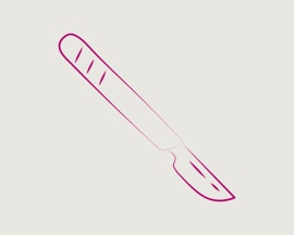 კუთხოვანი სკალპელი ვარიკოზული ვენის ქირურგიული ამოღებისთვის - სიმბოლო