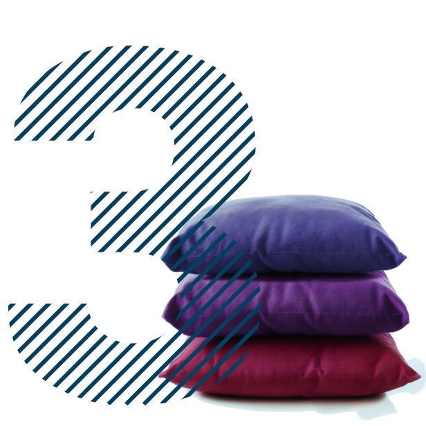 ასწიეთ ფეხები სისხლის მიმოქცევის გასაუმჯობესებლად, გამოსახულია 3 ბალიში